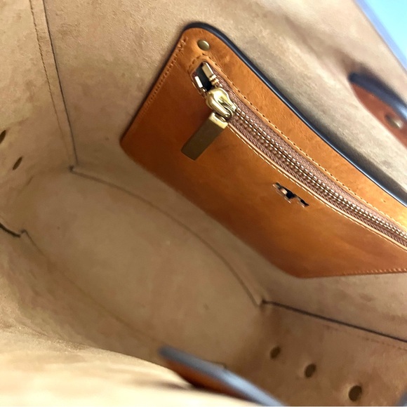 Rare Tory Burch Rowan Whiskey Tan Leather Shoulder Crossbody Studded Bucket Bag - Picture 11 of 11